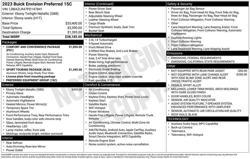used 2023 Buick Envision car, priced at $23,490