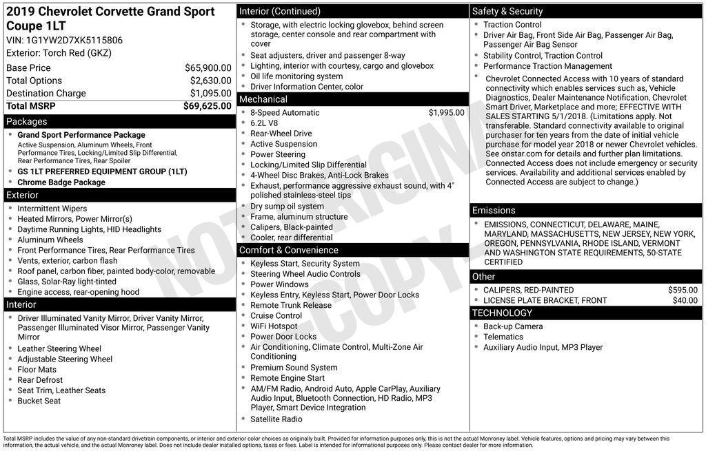 used 2019 Chevrolet Corvette car, priced at $61,790