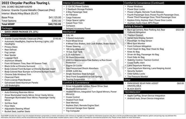 used 2022 Chrysler Pacifica car, priced at $20,290
