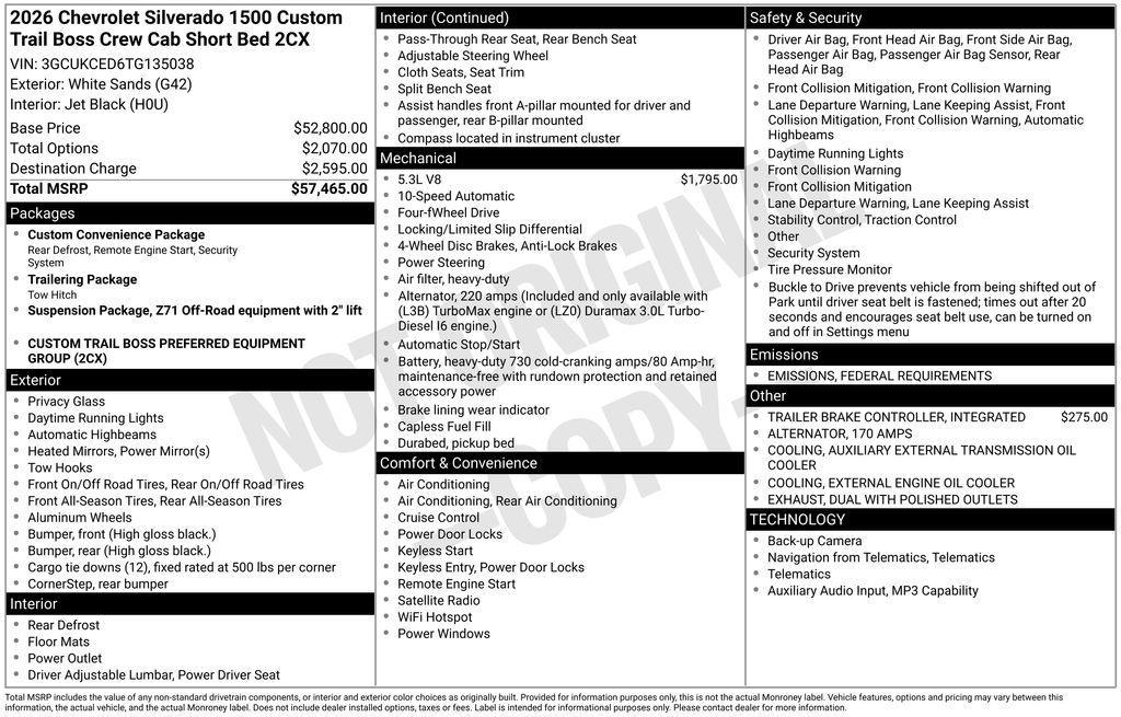 new 2026 Chevrolet Silverado 1500 car, priced at $49,942