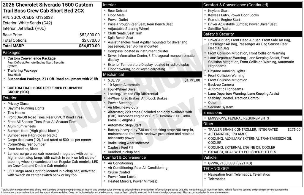 new 2026 Chevrolet Silverado 1500 car, priced at $51,017