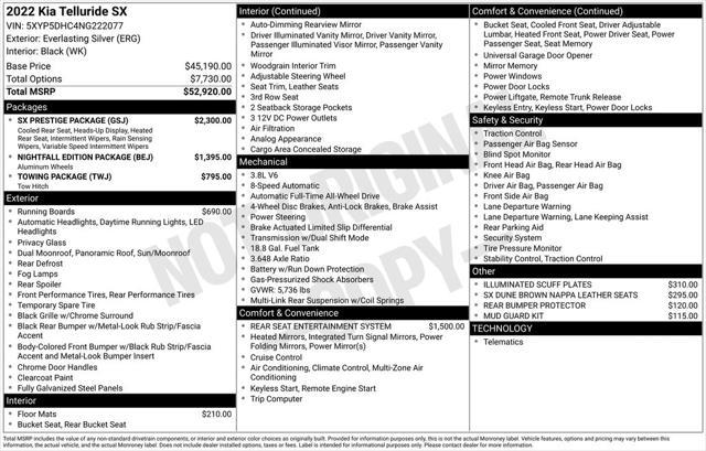 used 2022 Kia Telluride car, priced at $37,890