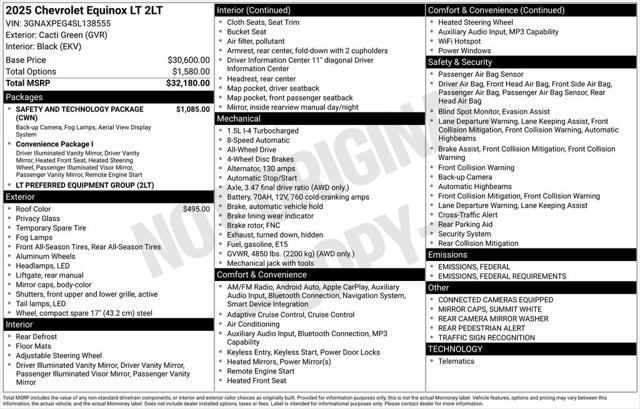 new 2025 Chevrolet Equinox car, priced at $30,553