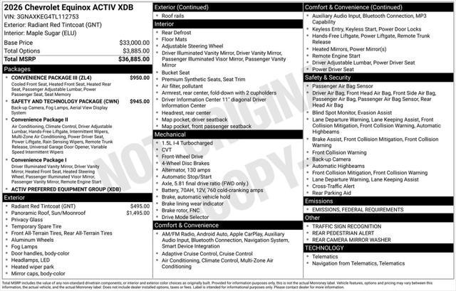 new 2026 Chevrolet Equinox car, priced at $38,280
