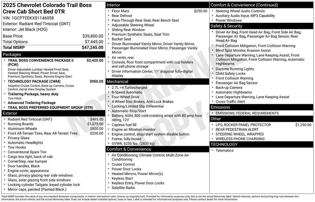 new 2025 Chevrolet Colorado car, priced at $44,933