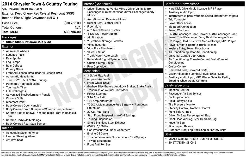 used 2014 Chrysler Town & Country car, priced at $5,990