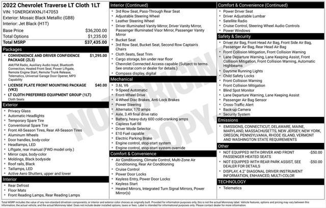 used 2022 Chevrolet Traverse car, priced at $26,290
