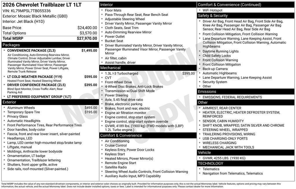 new 2026 Chevrolet TrailBlazer car, priced at $27,979