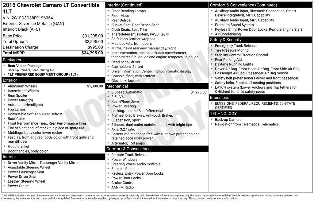 used 2015 Chevrolet Camaro car, priced at $14,490