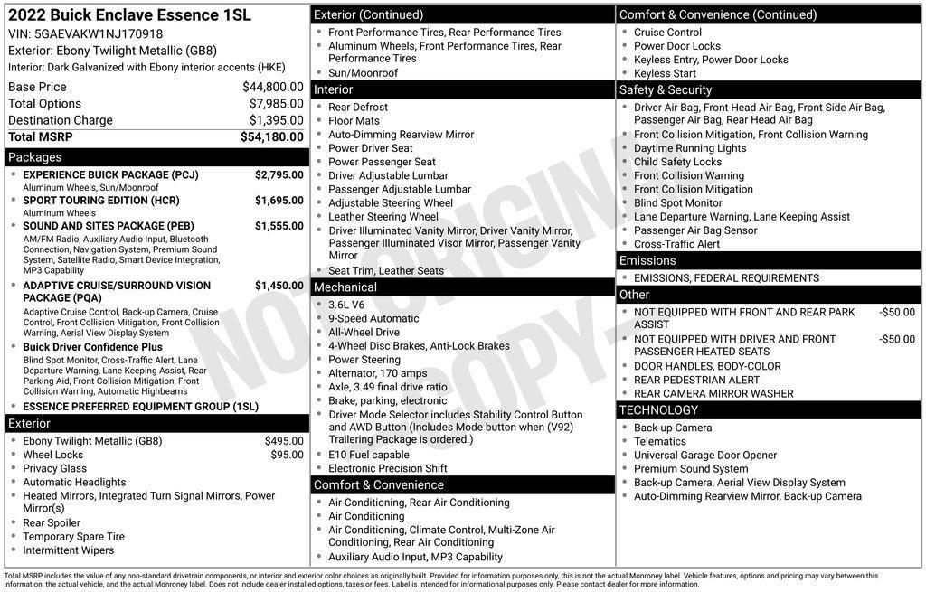 used 2022 Buick Enclave car, priced at $27,490