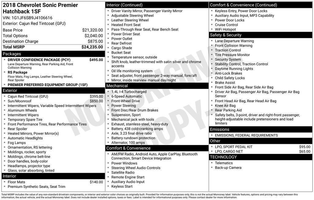 used 2018 Chevrolet Sonic car, priced at $12,790