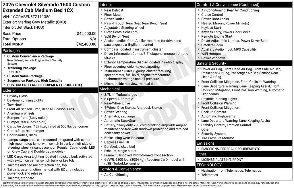 new 2026 Chevrolet Silverado 1500 car, priced at $38,399