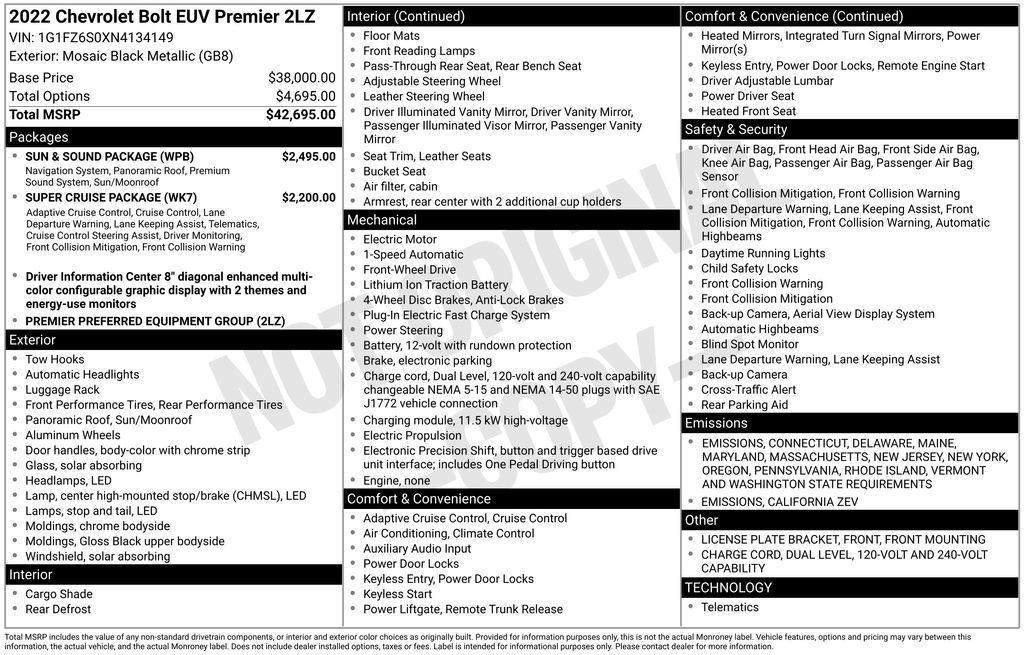 used 2022 Chevrolet Bolt EUV car, priced at $21,890