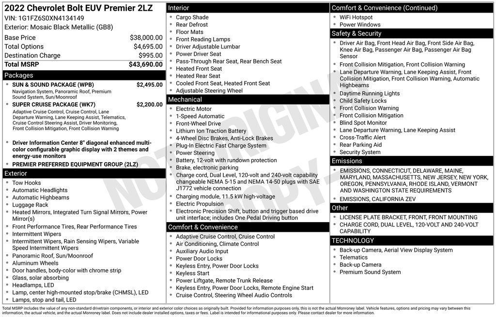 used 2022 Chevrolet Bolt EUV car, priced at $19,490