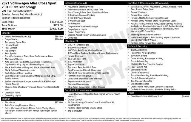 used 2021 Volkswagen Atlas Cross Sport car, priced at $22,689