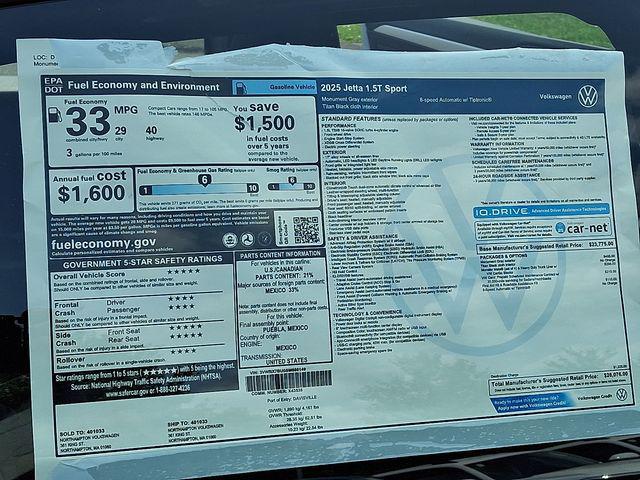 new 2025 Volkswagen Jetta car, priced at $25,220