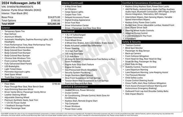 used 2024 Volkswagen Jetta car, priced at $25,031