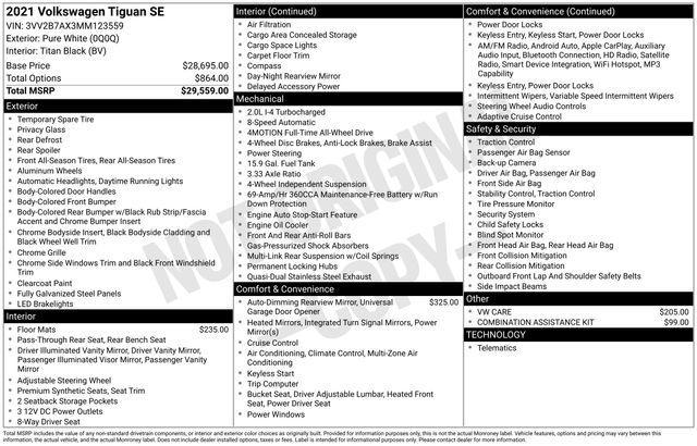 used 2021 Volkswagen Tiguan car, priced at $21,963