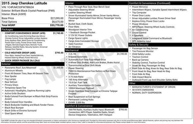 used 2015 Jeep Cherokee car, priced at $10,818