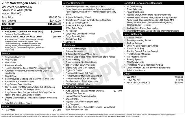 used 2022 Volkswagen Taos car, priced at $26,865