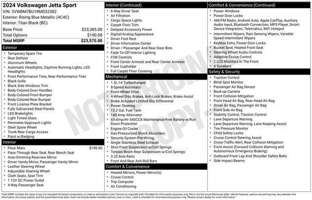 used 2024 Volkswagen Jetta car, priced at $25,102
