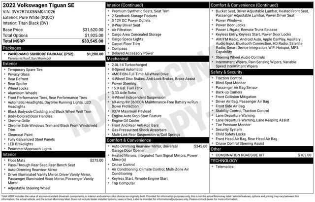 used 2022 Volkswagen Tiguan car, priced at $26,418