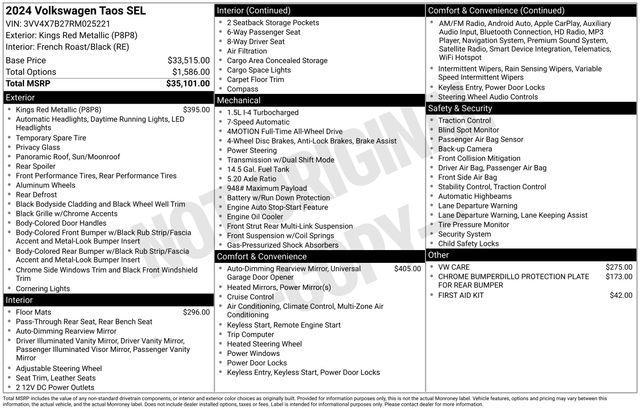 used 2024 Volkswagen Taos car, priced at $28,775