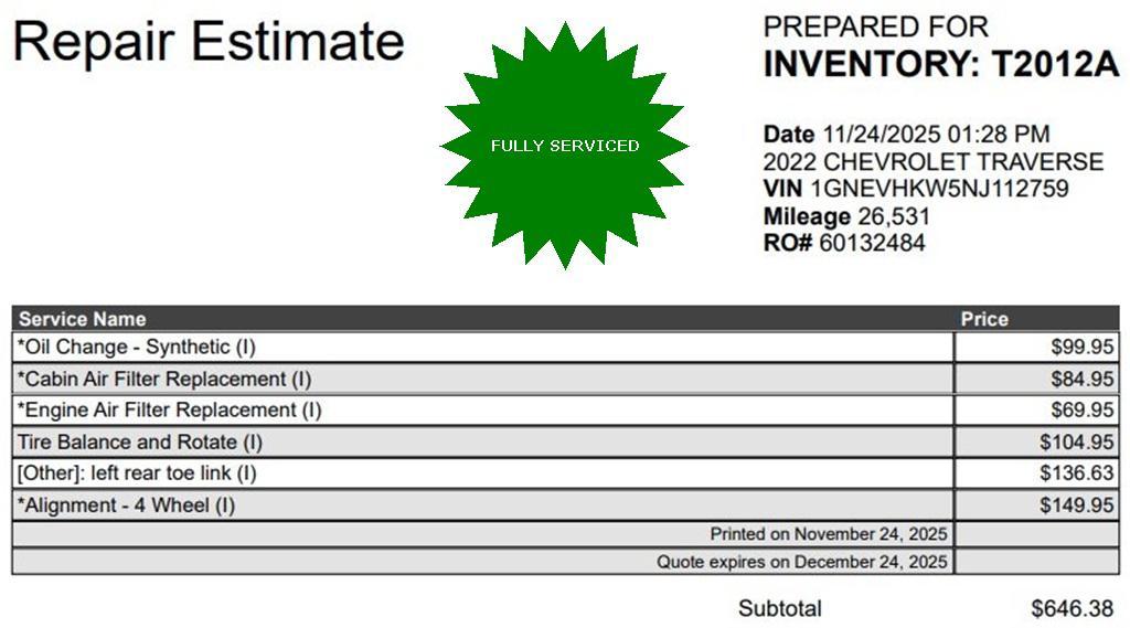 used 2022 Chevrolet Traverse car