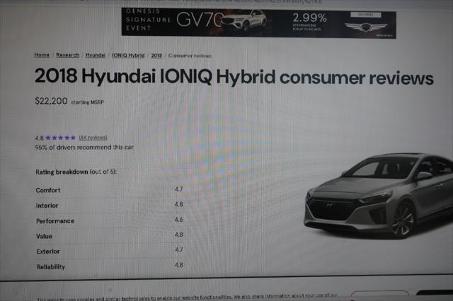 used 2018 Hyundai Ioniq Hybrid car, priced at $11,500