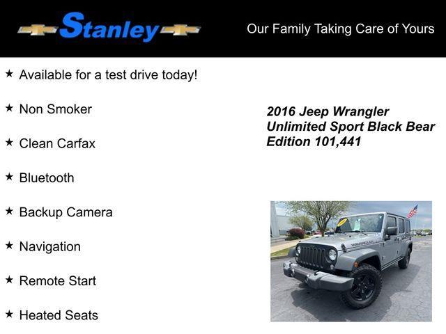 used 2016 Jeep Wrangler Unlimited car, priced at $19,379