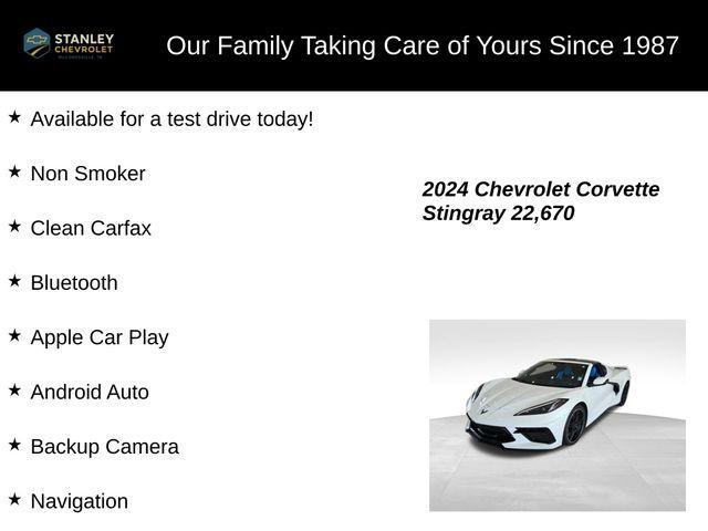 used 2024 Chevrolet Corvette car, priced at $74,397