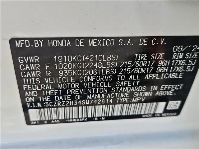 new 2025 Honda HR-V car, priced at $28,705