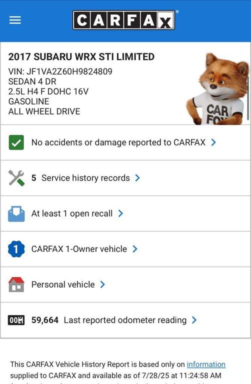 used 2017 Subaru WRX STI car, priced at $23,999