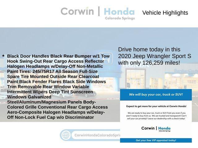 used 2020 Jeep Wrangler car, priced at $20,500