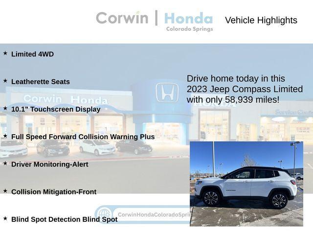 used 2023 Jeep Compass car, priced at $19,500