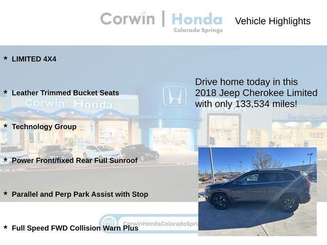 used 2018 Jeep Cherokee car, priced at $13,500