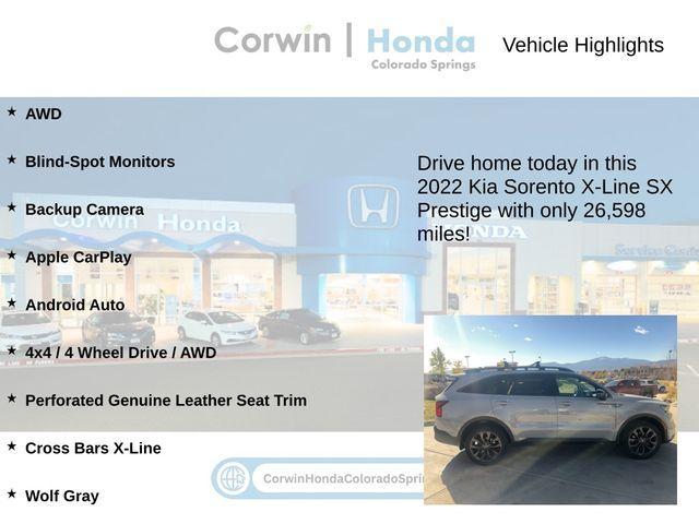 used 2022 Kia Sorento car, priced at $30,500