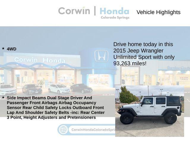 used 2015 Jeep Wrangler Unlimited car, priced at $16,500