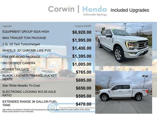 used 2021 Ford F-150 car, priced at $38,500