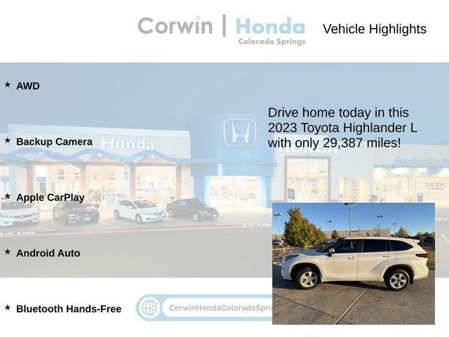 used 2023 Toyota Highlander car, priced at $33,250