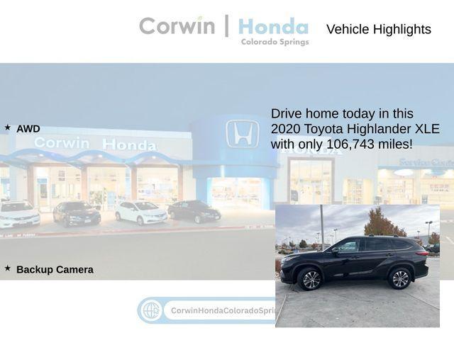 used 2020 Toyota Highlander car, priced at $26,000