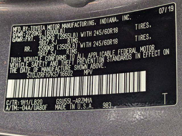 used 2019 Toyota Highlander car, priced at $26,499