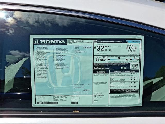 new 2025 Honda Accord car, priced at $29,900