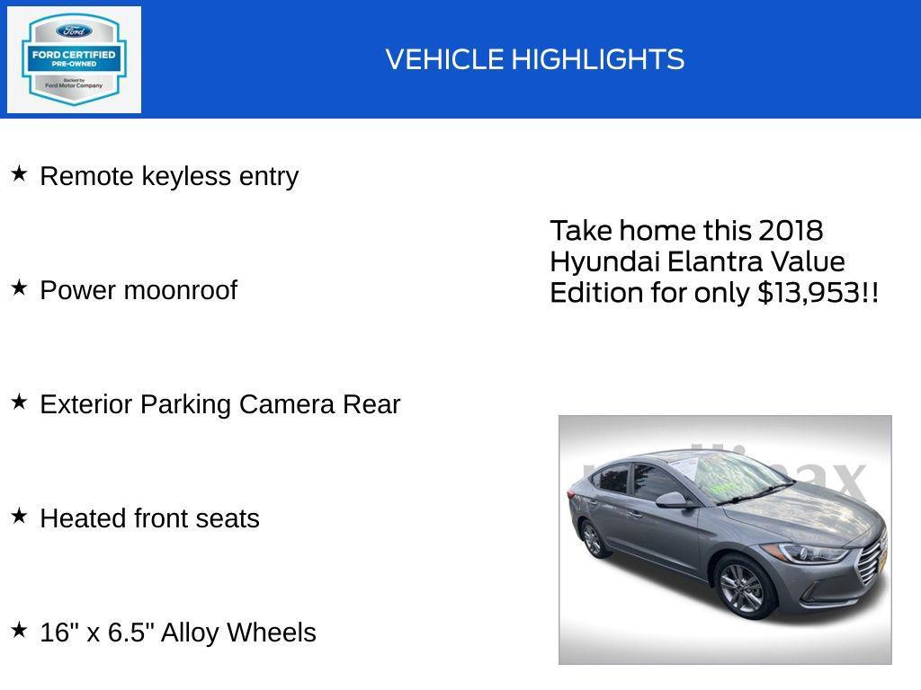 used 2018 Hyundai Elantra car, priced at $13,953