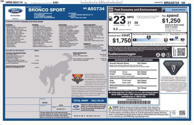 used 2021 Ford Bronco Sport car, priced at $27,523