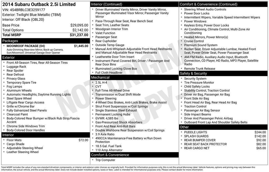 used 2014 Subaru Outback car, priced at $8,163