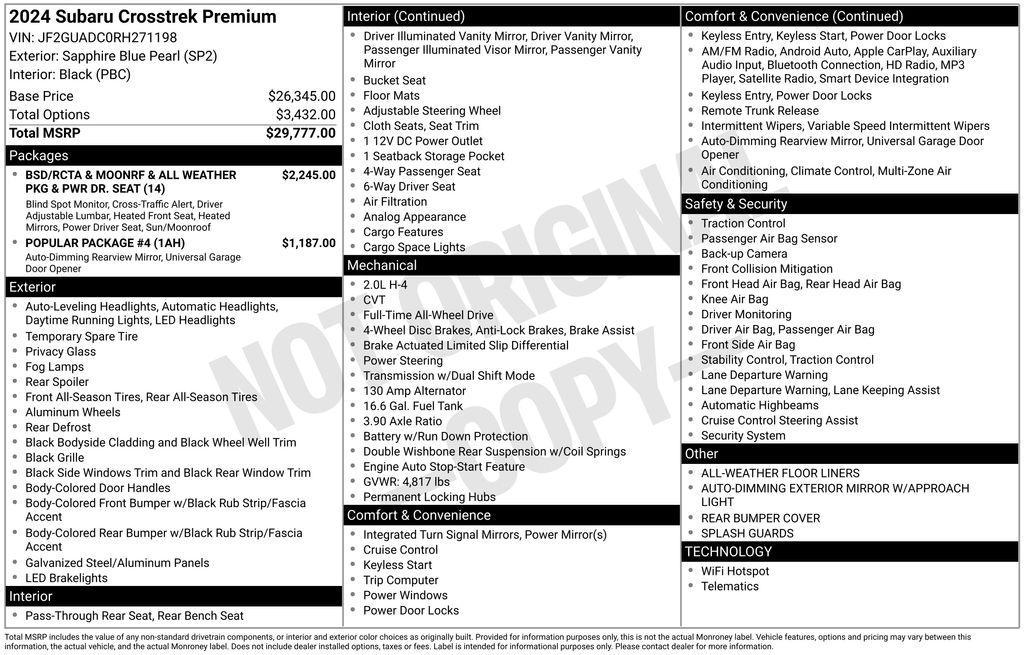 used 2024 Subaru Crosstrek car, priced at $25,373