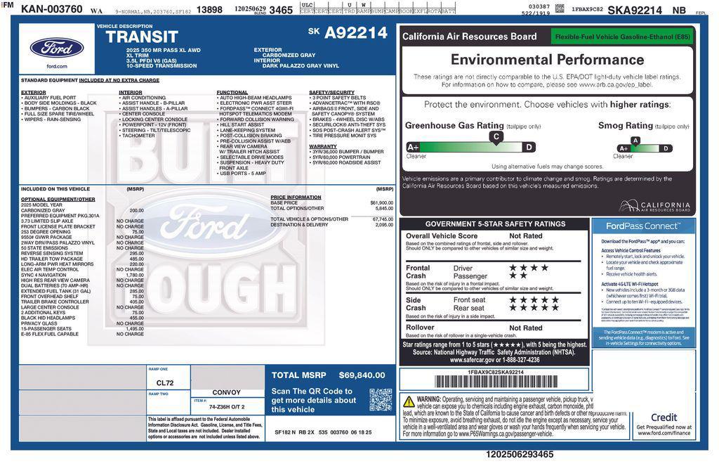 new 2025 Ford Transit-350 car, priced at $66,913