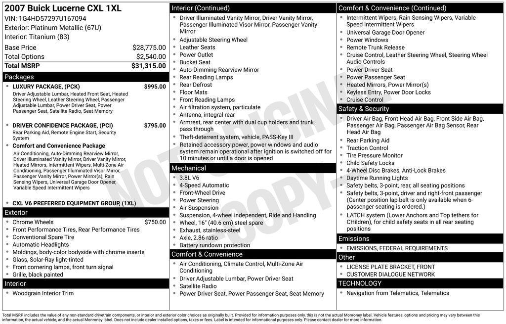 used 2007 Buick Lucerne car, priced at $4,463