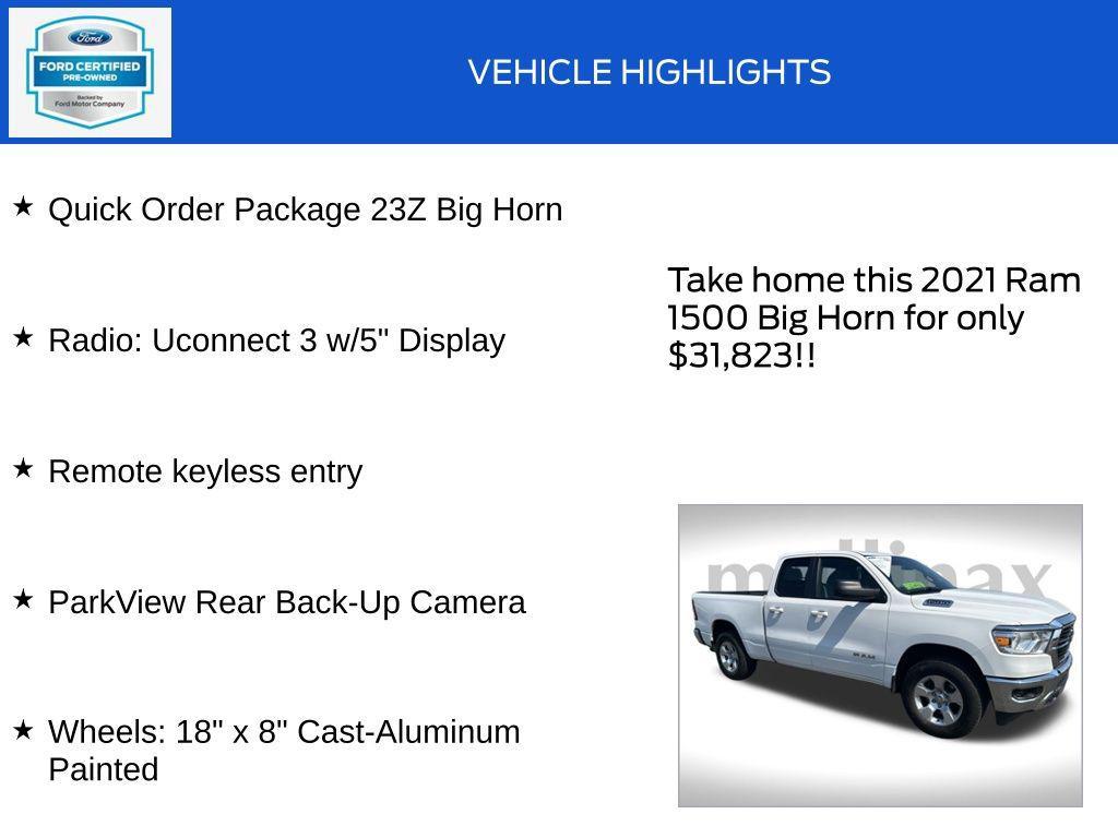 used 2021 Ram 1500 car, priced at $31,823